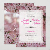 Faire-part de mariage à fleurs roses (Devant / Derrière)