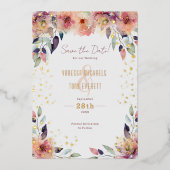 Faire-part de mariage à fleurs roses en cascade (Recto)