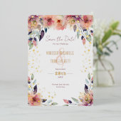 Faire-part de mariage à fleurs roses en cascade (Debout devant)