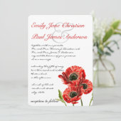 Faire-part de mariage à fleurs rouge (Debout devant)