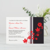 Faire-part de mariage à fleurs rouges (Debout devant)