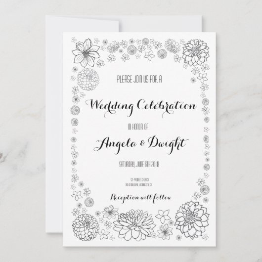 Faire-part de mariage à fleurs rustiques (Devant)