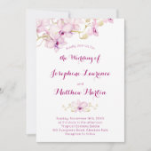 Faire-part de mariage à fleurs tropicales violette (Devant)