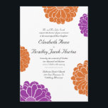 Faire-part de mariage à fleurs violet et orange Zi<br><div class="desc">Une faire-part de mariage simple et chic avec des fleurs de zinnia abstraites et modernes en violet et orange. Aussi disponible dans n'importe quelle couleur personnalisée de votre choix,  envoyez-moi juste un email.</div>