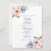 Faire-part de mariage à fleurs violettes rose past (Devant)