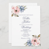 Faire-part de mariage à fleurs violettes rose past (Devant / Derrière)