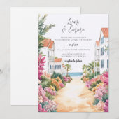 Faire-part de mariage à Floride aquarelle  (Devant / Derrière)