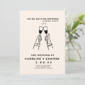 Faire-part de mariage à griffes à main fantaisie (Debout devant)