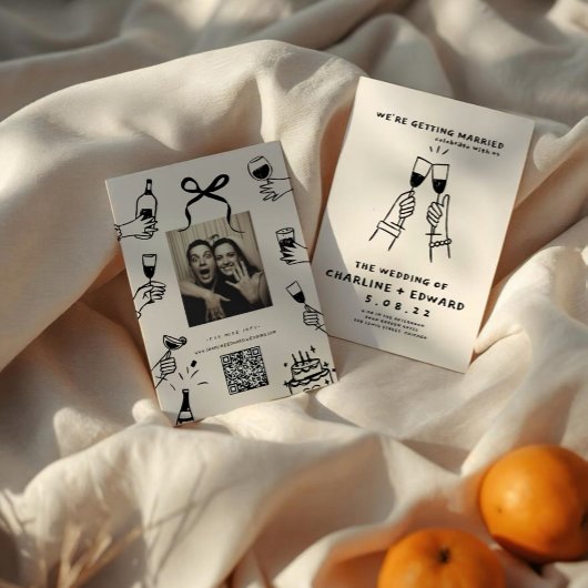 Faire-part de mariage à griffes à main fantaisie