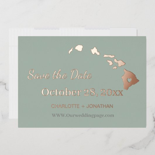 Faire-Part de Mariage à Hawaii Rose Gold (Enveloppe)