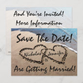 Faire-part de mariage à Hearts Sand Beach "Save Th (Devant / Derrière)