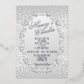 Faire-part de mariage à huile d'argent frileuse et (Recto)