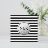 Faire-part de mariage à huile d'argent rayé noir b (Debout devant)