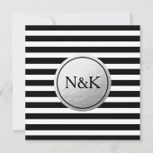 Faire-part de mariage à huile d'argent rayé noir b (Devant)