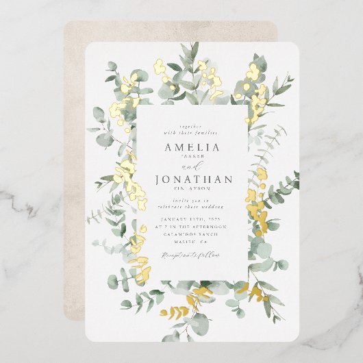 Faire-part de mariage à huile d'eucalyptus (Recto/Verso)