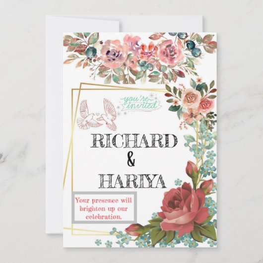 Faire-part de mariage à huile d'or classique | For (Devant)