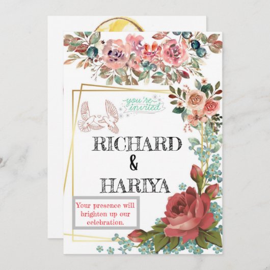 Faire-part de mariage à huile d'or classique | For (Devant / Derrière)