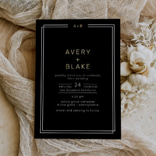 Faire-part de mariage à huile d'or noir moderne /