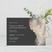 Faire-part de mariage à huile d'or texturé (Debout devant)