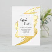 Faire-part de mariage à huile dorée moderne (Debout devant)