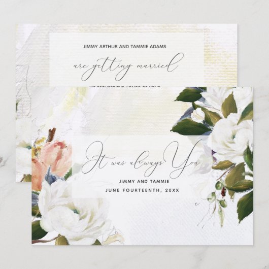 Faire-part de mariage à huile peinte à la main (Devant / Derrière)