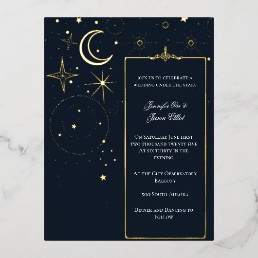 Faire-part de mariage à huile Starry Night Sky Fra (Recto)