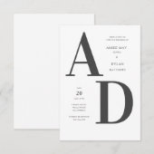 Faire-part de mariage à initiales gras (Devant / Derrière)