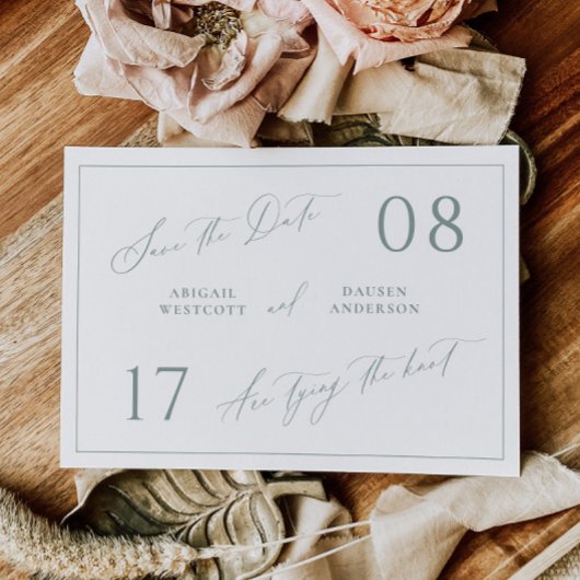 Faire-part de mariage à jour Dusty Sage