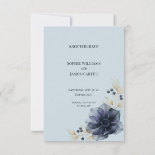 Faire-part de mariage à la baie d'anémone bleue de