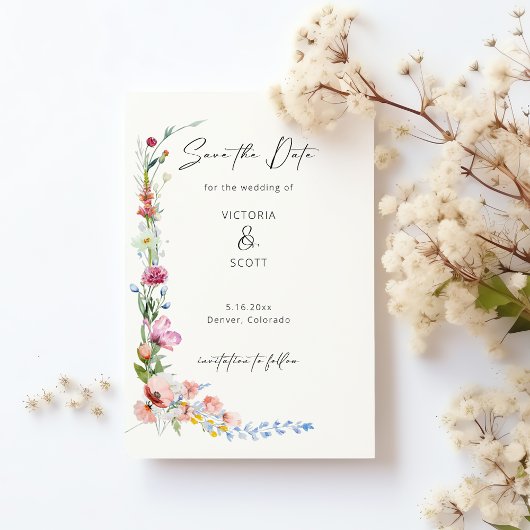 Faire-part de mariage à la calligraphie de fleurs 