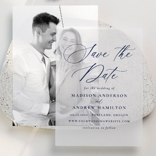 Faire-part de mariage à la calligraphie Navy éléga