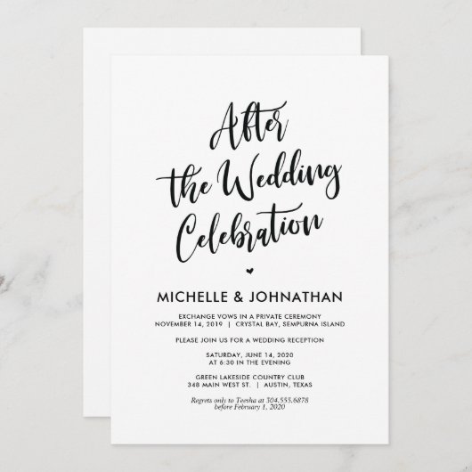 Faire-part de mariage à la calligraphie parfaite p (Devant / Derrière)