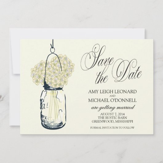 Faire-part de mariage à la campagne avec Hydrangea (Devant)