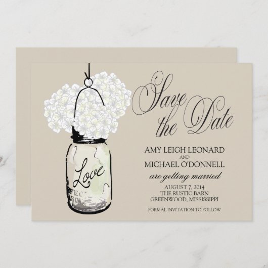 Faire-part de mariage à la campagne dans un bocal (Devant / Derrière)