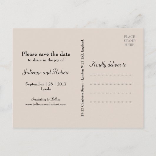 Faire-part de mariage à la campagne, forêt et cerf (Dos)