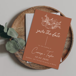Faire-part de mariage à la citrouille en terre cui