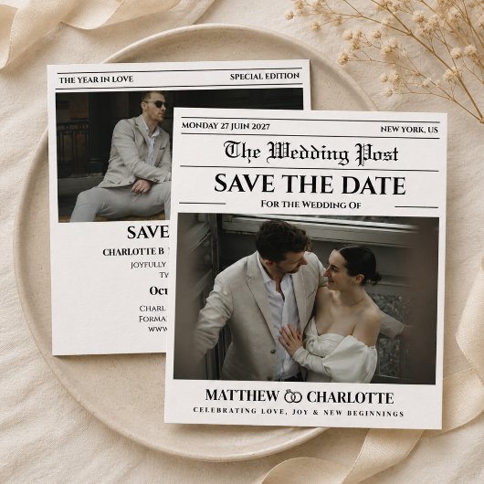 Faire-part de mariage à la date de journal