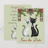 Faire-part de mariage à la date des chats de vacan (Devant / Derrière)