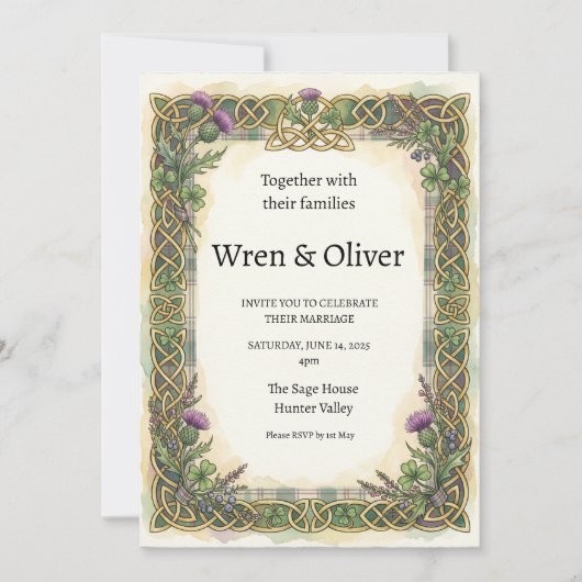 Faire-part de mariage à la feuille de trèfle et au (Devant)