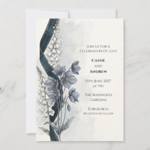 Faire-part de mariage à la fleur de pavot bleue Ta