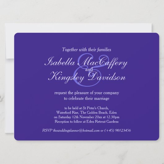 Faire-part de mariage à la fleur d'hibiscus bleu (Dos)