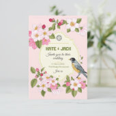 Faire-part de mariage à la floraison japonaise (Debout devant)