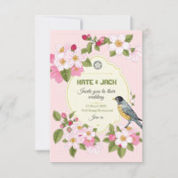 Faire-part de mariage à la floraison japonaise