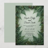 Faire-part de mariage à la fougère tropicale verte (Devant / Derrière)