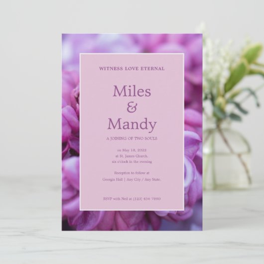 Faire-part de mariage à la frontière florale pourp (Debout devant)