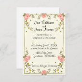 Faire-part de mariage à la frontière florale rose (Devant / Derrière)