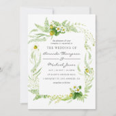 Faire-part de mariage à la gouache de verdure (Devant)