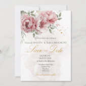 Faire-part de mariage à la mode avec des pivoines (Devant)