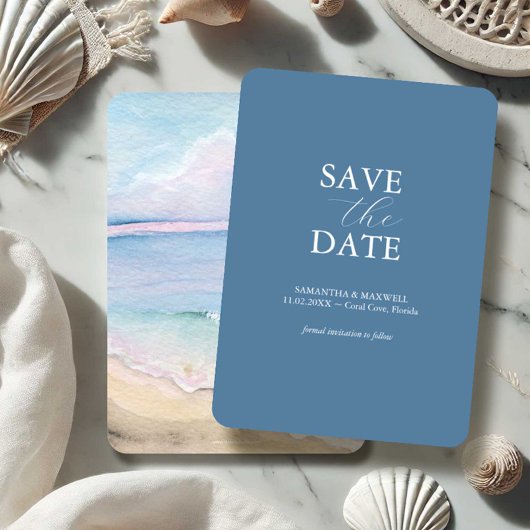 Faire-part de mariage à la plage aquarelle