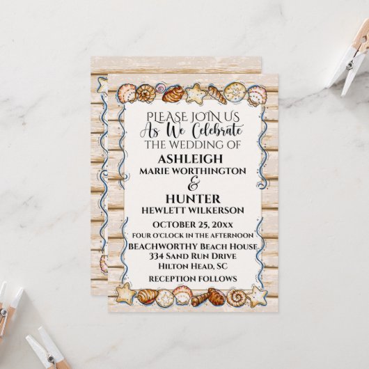 Faire-part de mariage à la plage Version 2 (Devant/Arrière en situation)